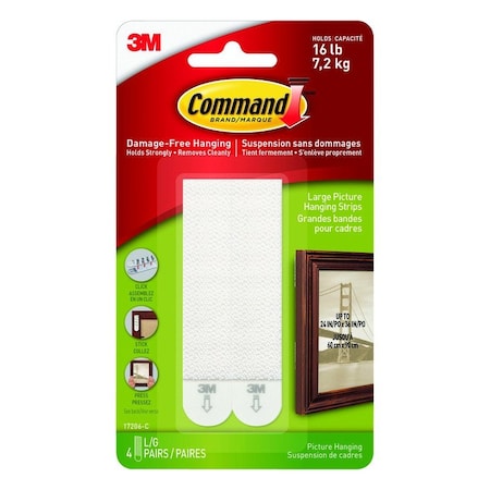 Scotch 3M Command White Large Picture Hanging Strips 16 lb 8 pk 17206-ES